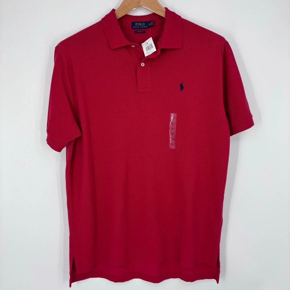 Polo Ralph Lauren Classic Fit Cotton Pique Shirt Mens XL Red Short Sleeve Pony
